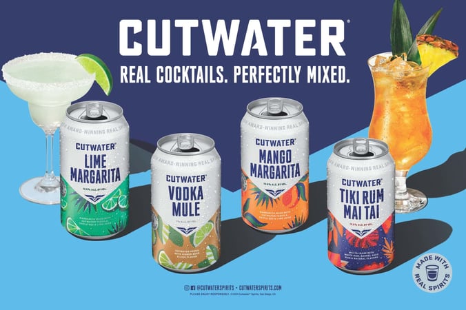 line of four Cutwater premium handcrafted cocktails 