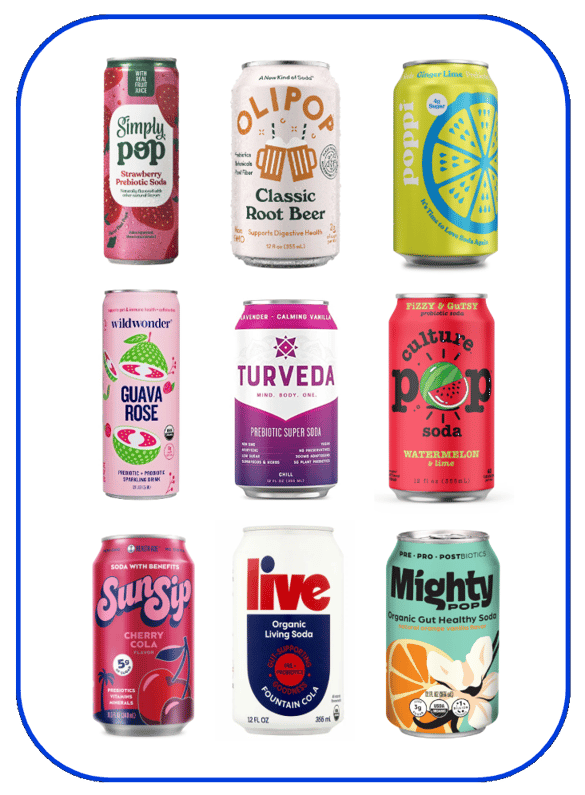 Image of trending prebiotic and probiotic sodas tested on Zappi platform