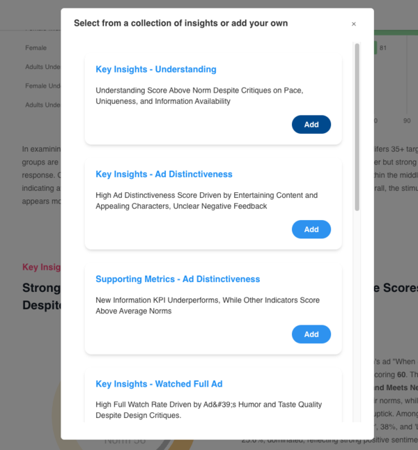 Zappi AI Quick Reports customization options