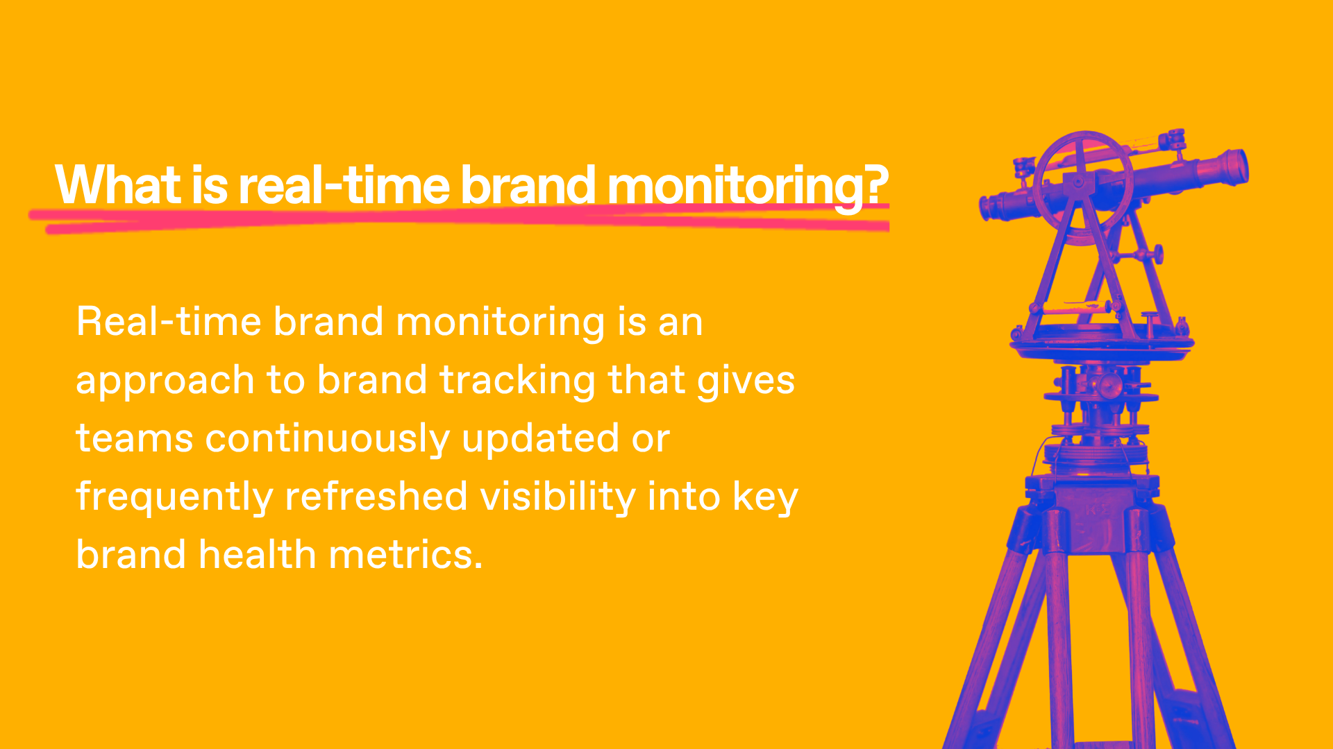 definition of real-time brand monitoring on a yellow background