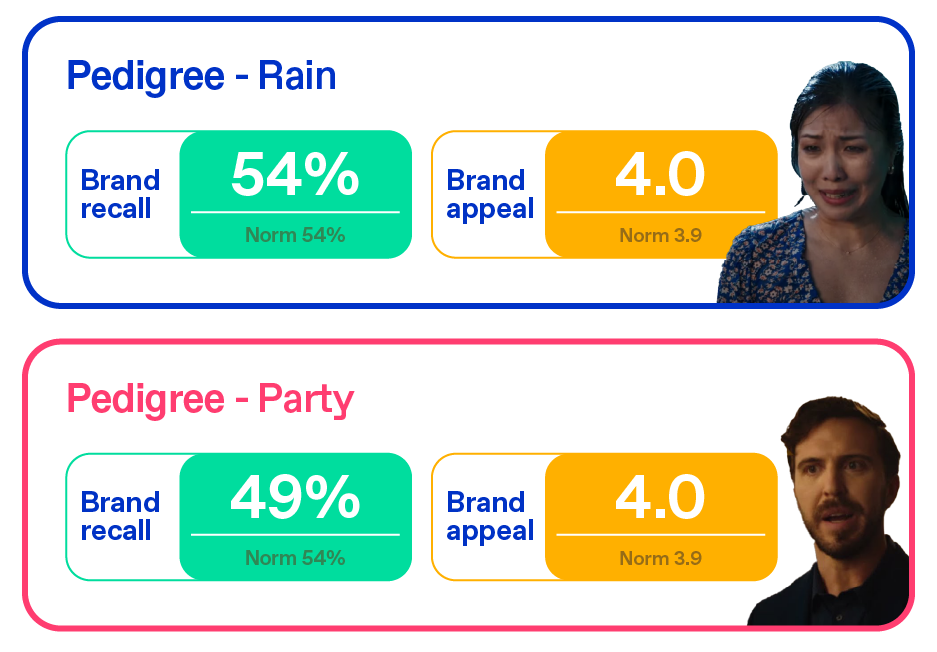 Pedigree ads brand recall charts