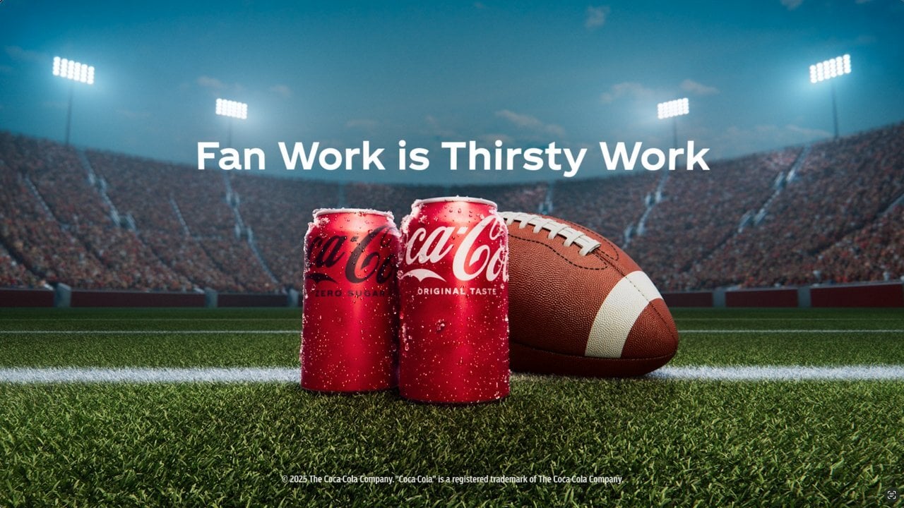 Image from Coca-Cola’s “Fan Work Is Thirsty Work” campaign 