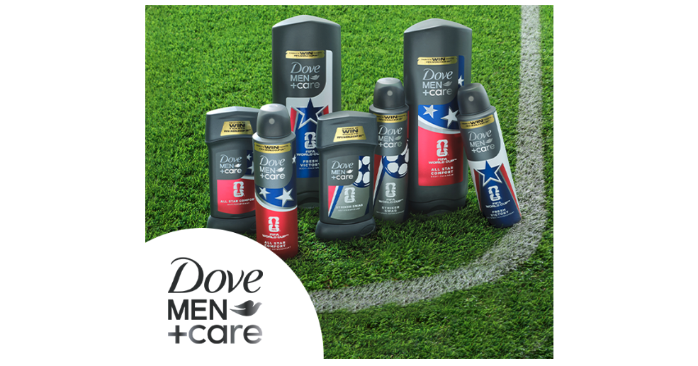 Full line of Dove Men+Care FIFA World Cup body and face washes