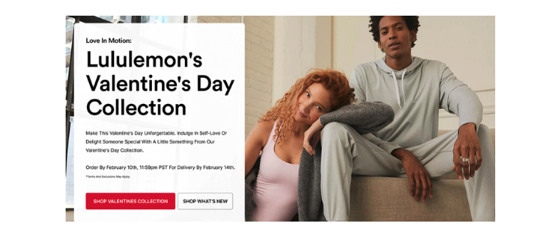 Lululemon Valentine's Day promo for self love
