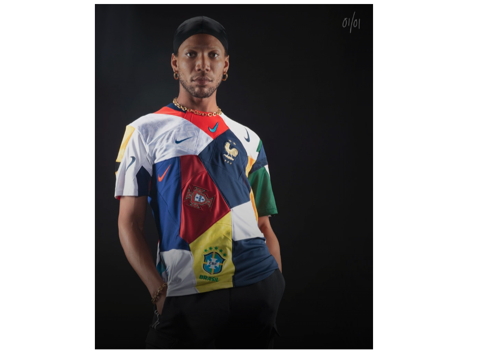 Player wears exclusive 2022 World Cup Mashup Jersey from Nike. 