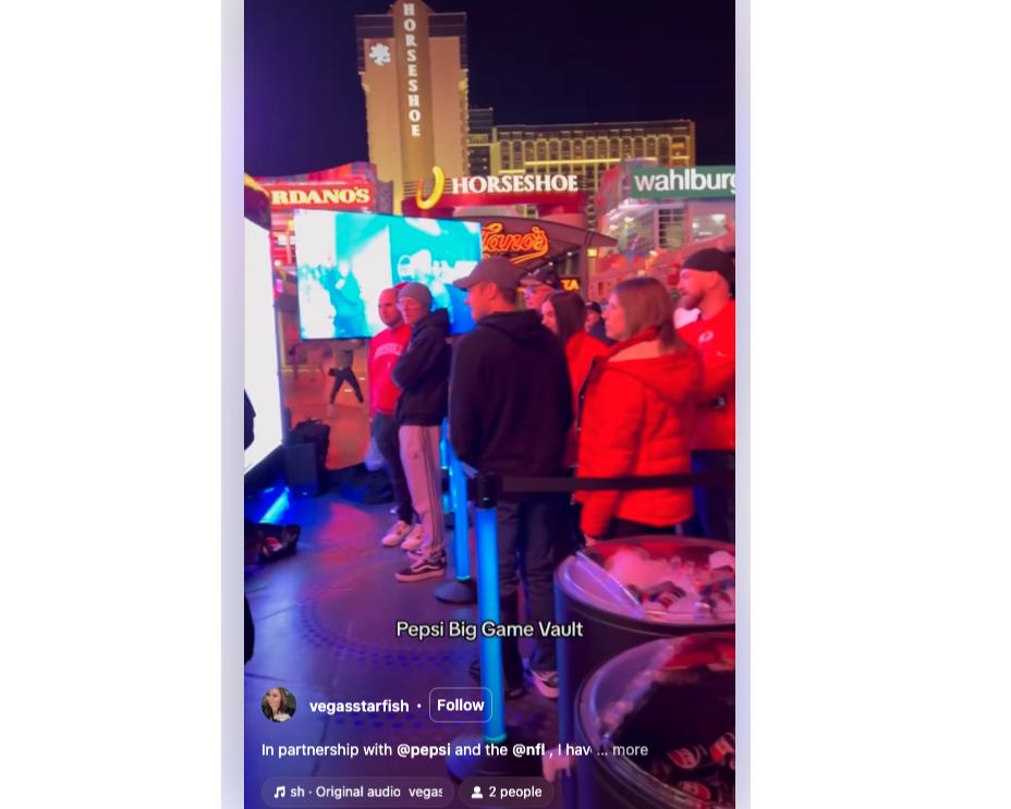 Pepsi Big Game Vault in Las Vegas on Instagram reel