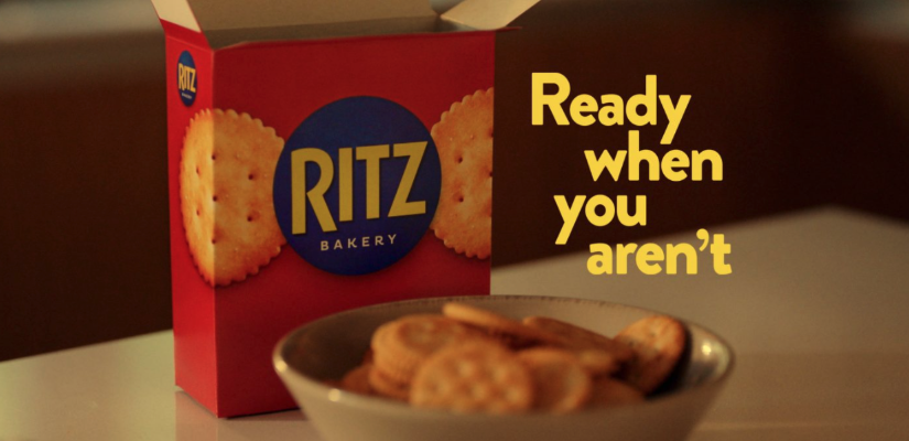Ritz crackers featured beneath the tagline: Ready when you aren’t
