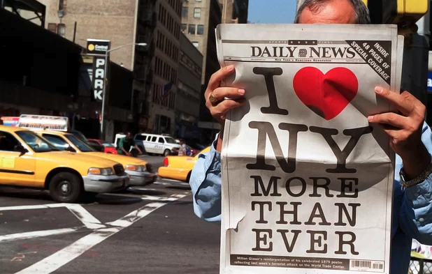 I Love NY campaign on front page of newspaper