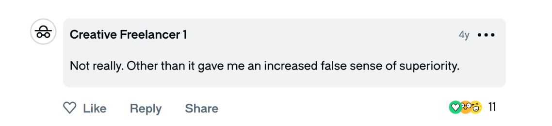 User jokes that a win left them with a false sense of superiority. 