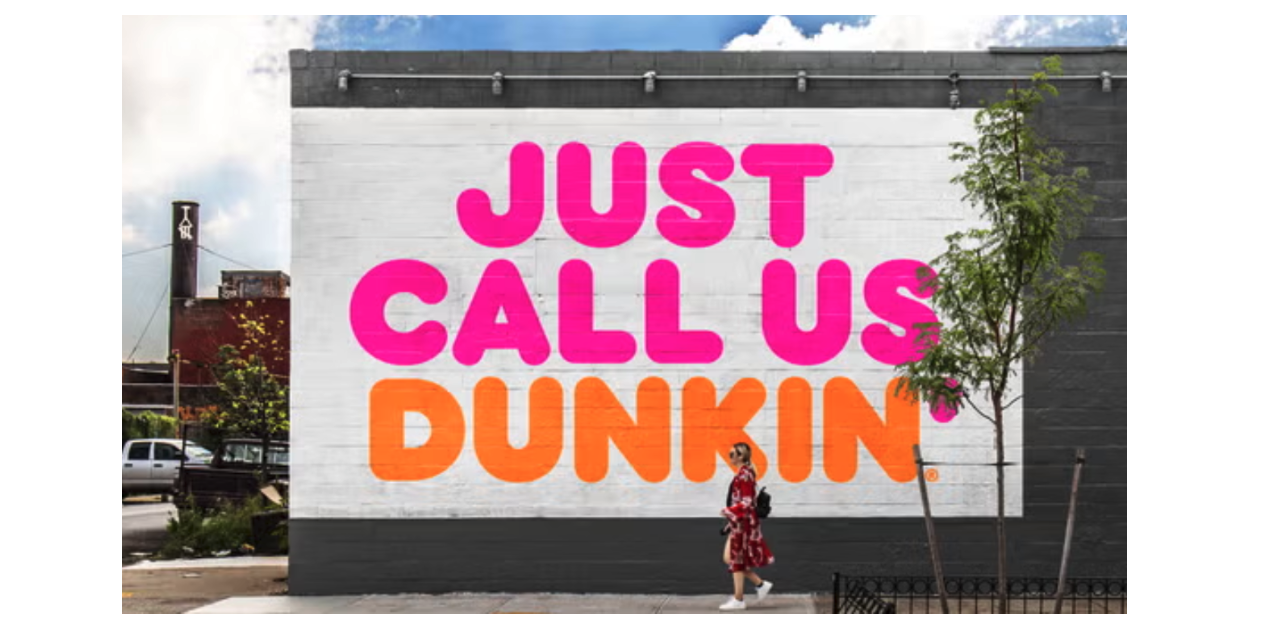 “Just call us Dunkin’” sprayed on a wall