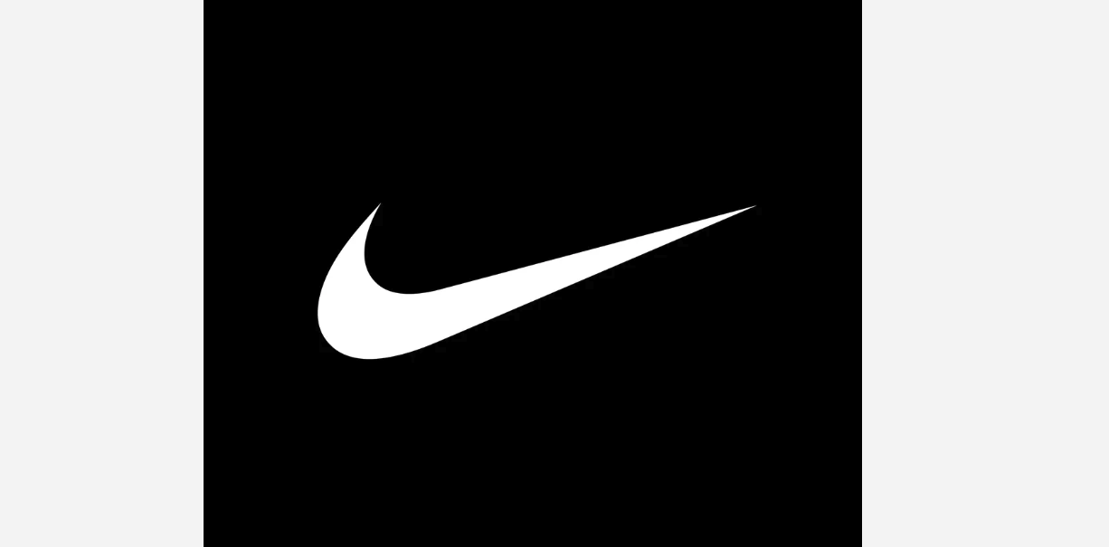a black square with the iconic Nike Swoosh logo in the center