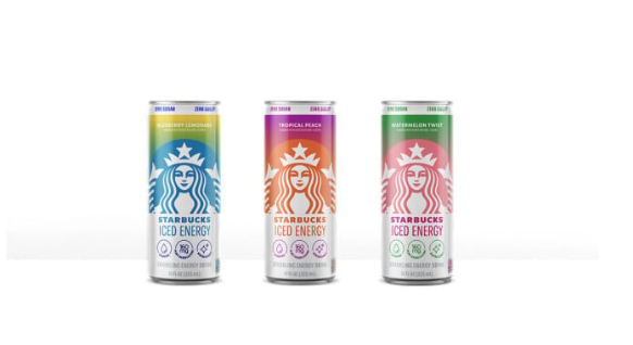 Starbucks new iced energy RTD beverages with all three flavors in a row