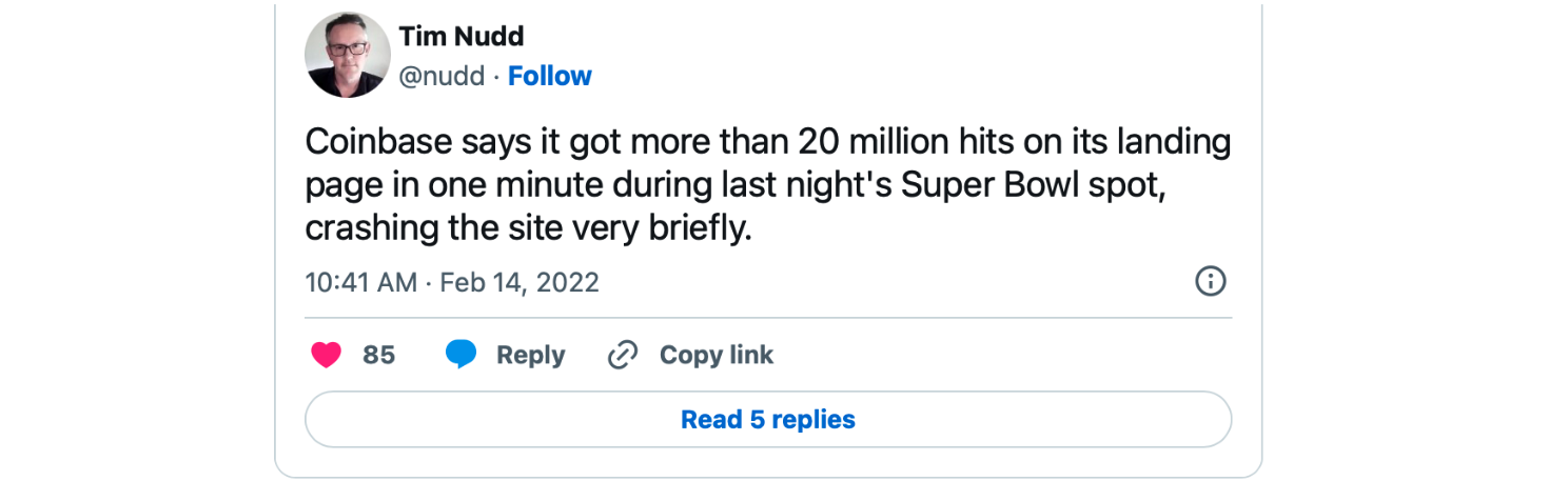 Tim Nudd Twitter post on Coinbase ad