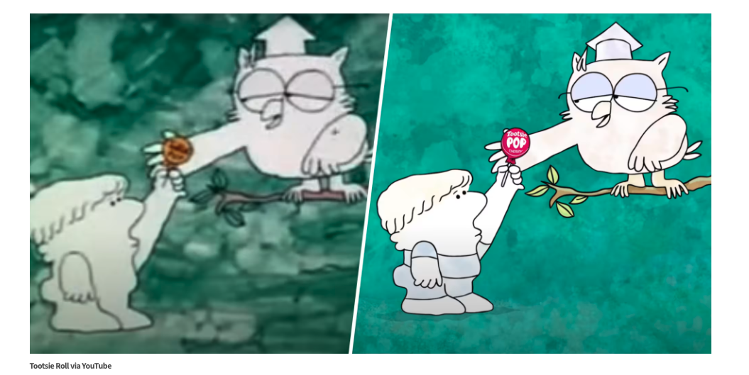 Tootsie Roll's How Many Licks ad original vs 2025 remake