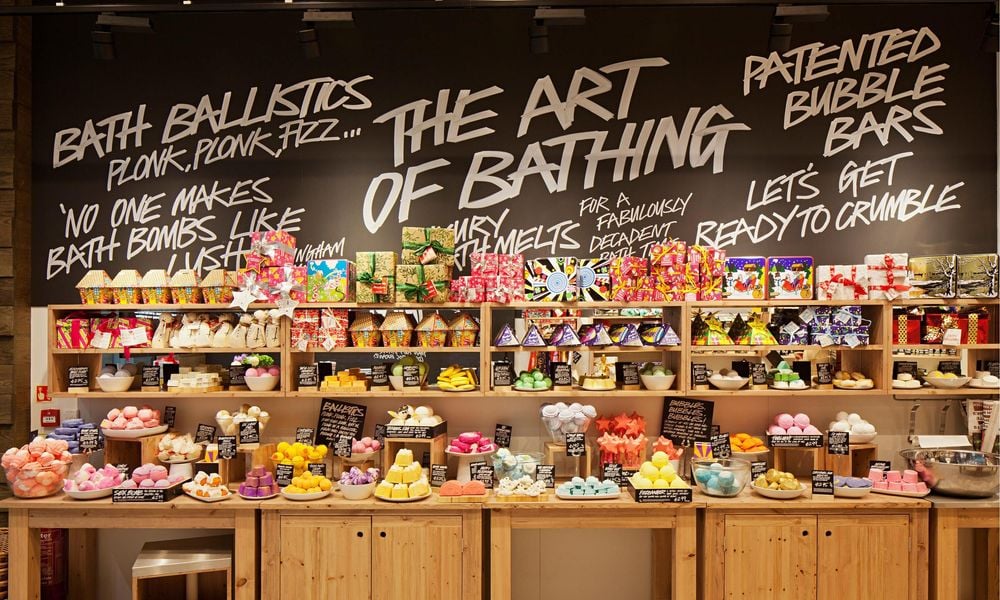  Photo of a colorful wall inside of a Lush store in Bristol
