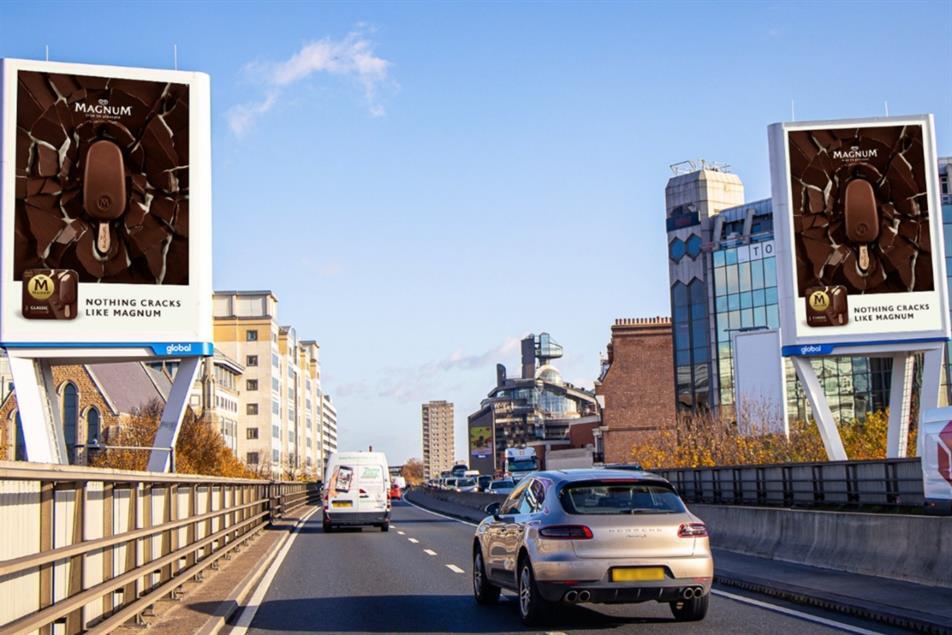 Magnum interactive billboards with sonic crack in UK