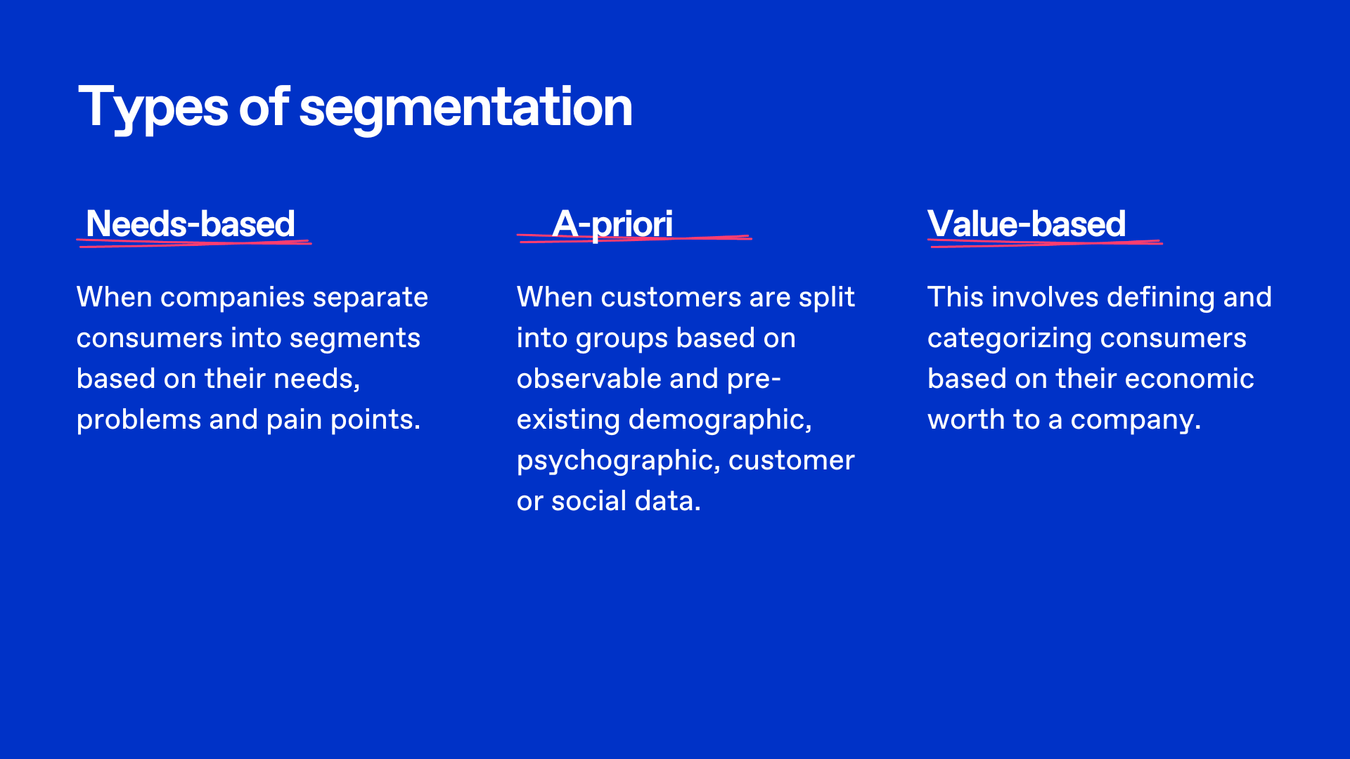 3 types of segmentation definitions 